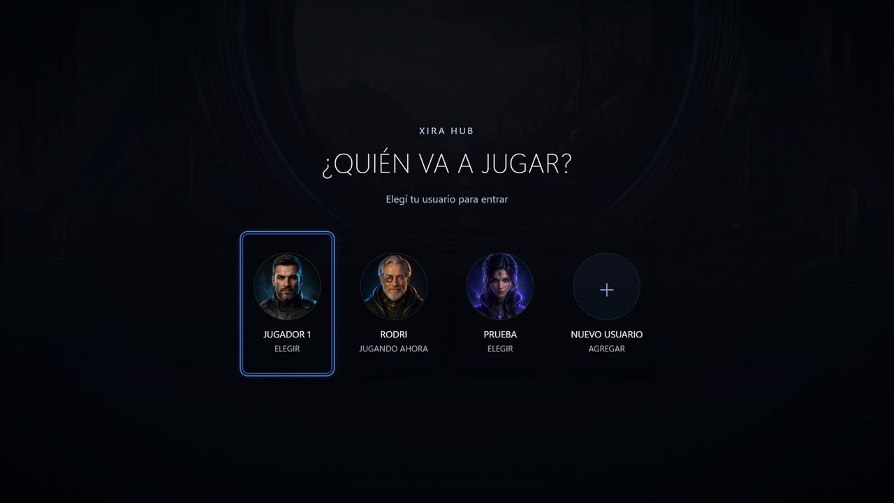 Pantalla de elección de perfil